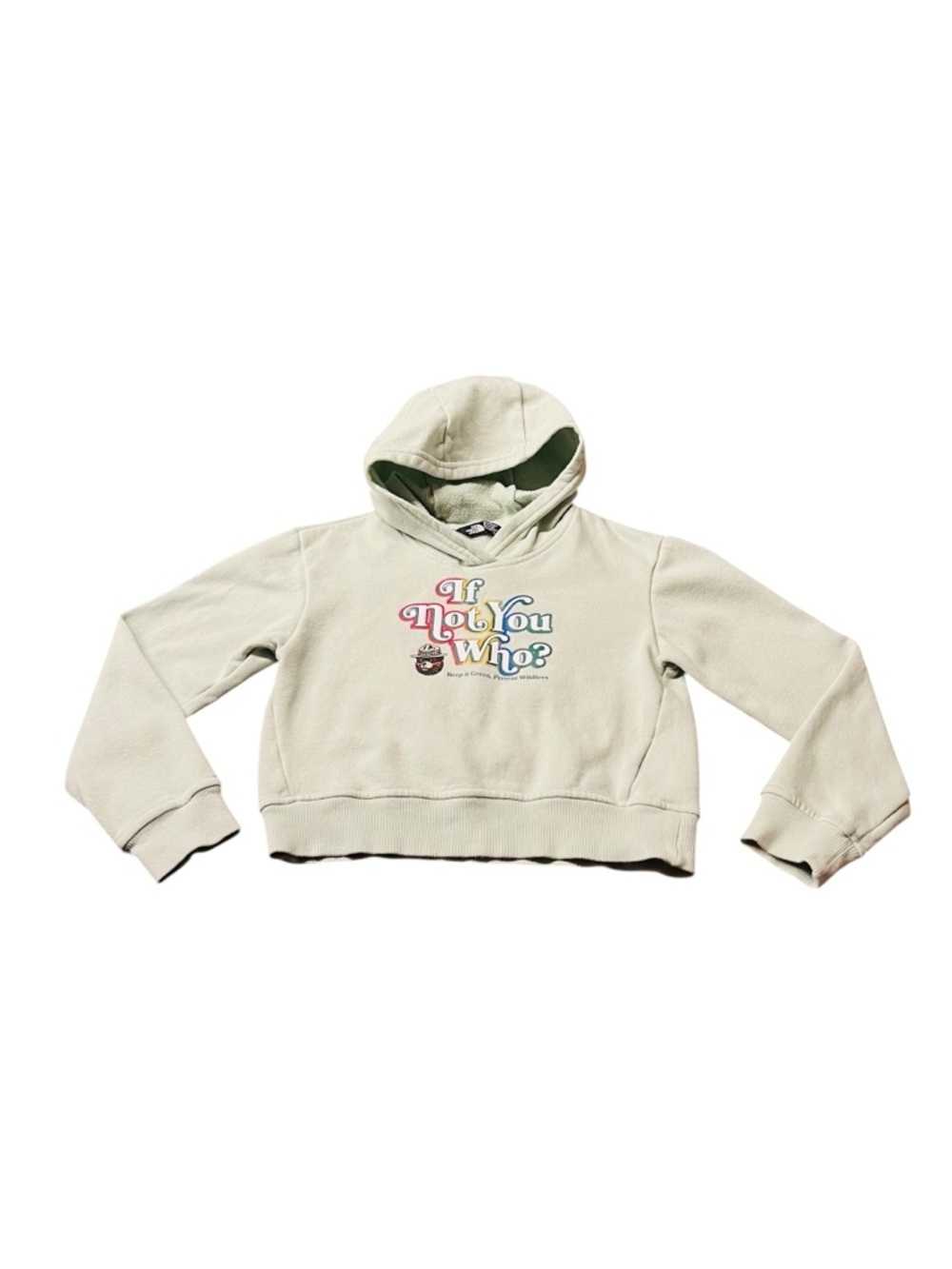 The North Face Mint Hooded Sweatshirt with 'If Not You Who?' Graphic SZ Girls 10